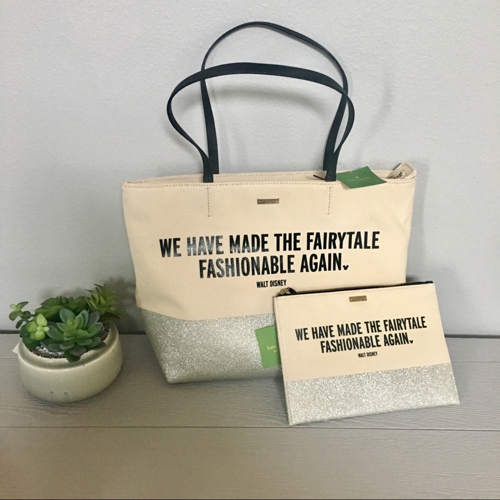 Kate Spade Disney Glitter Tote and Wristlet set